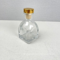 100ml square base glass aroma bottle Long Neck Glass Perfume  Bottle With Gold Cork